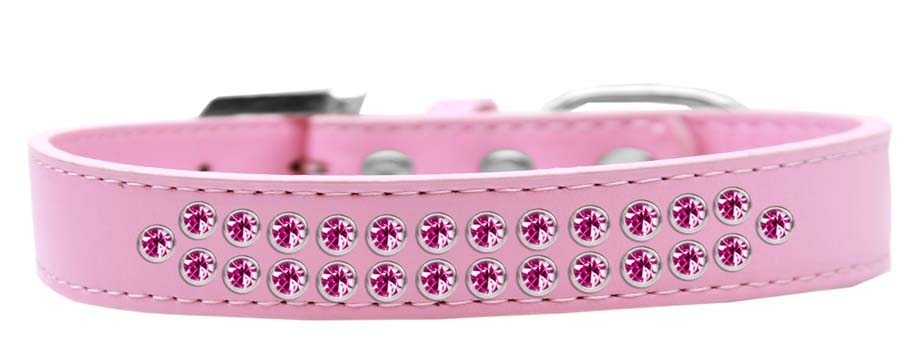 Dog, Puppy & Pet Fashion Collar, "Two Row Bright Pink Crystal Rimsets"