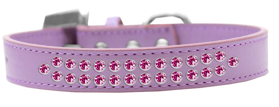 Dog, Puppy & Pet Fashion Collar, "Two Row Bright Pink Crystal Rimsets"