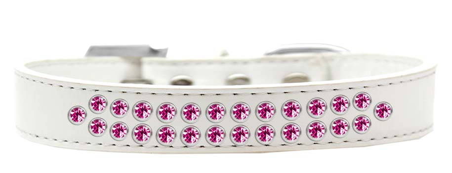 Dog, Puppy & Pet Fashion Collar, "Two Row Bright Pink Crystal Rimsets"