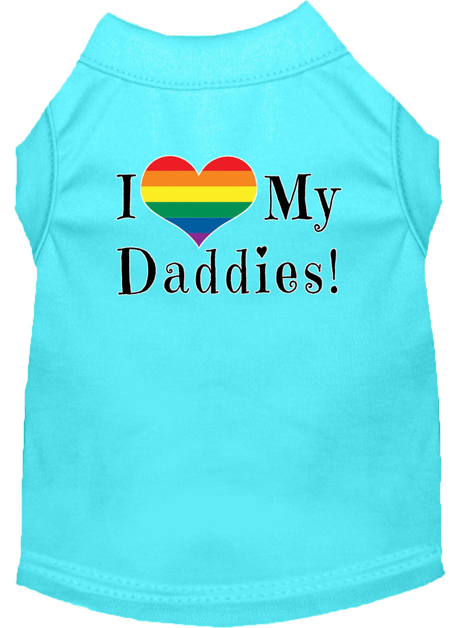 Pet Dog & Cat Shirt Screen Printed, "I Heart My Daddies"