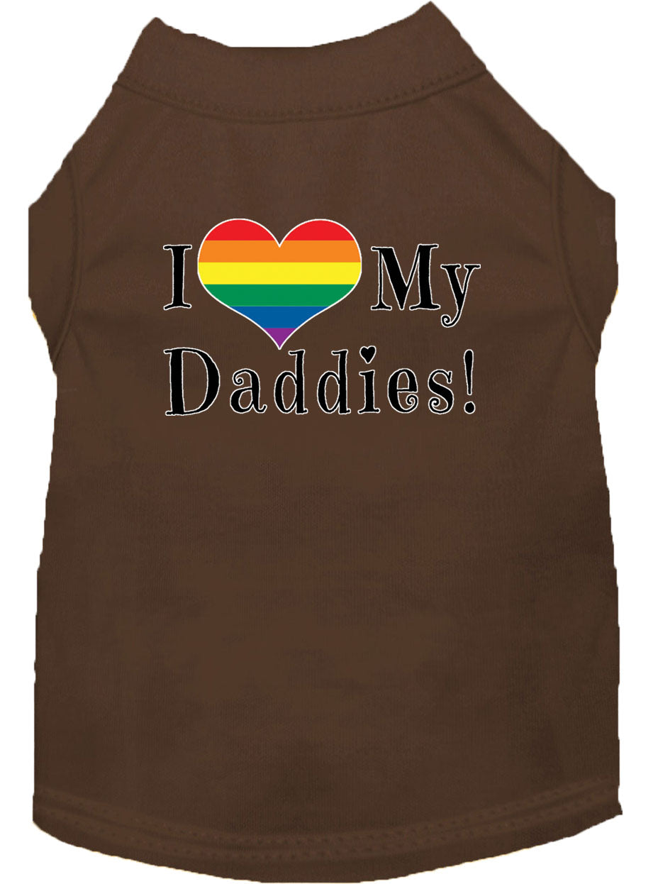 Pet Dog & Cat Shirt Screen Printed, "I Heart My Daddies"