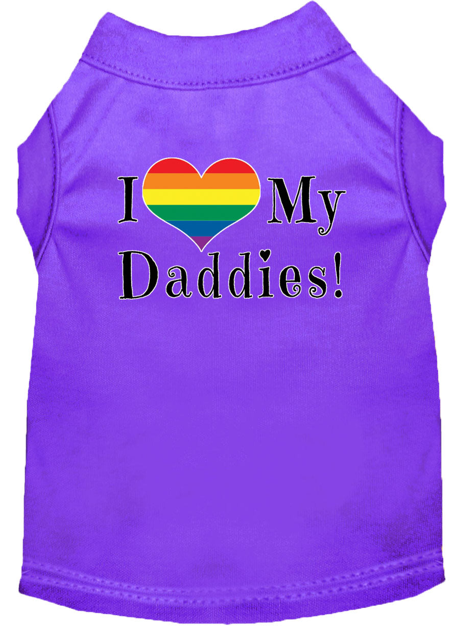 Pet Dog & Cat Shirt Screen Printed, "I Heart My Daddies"
