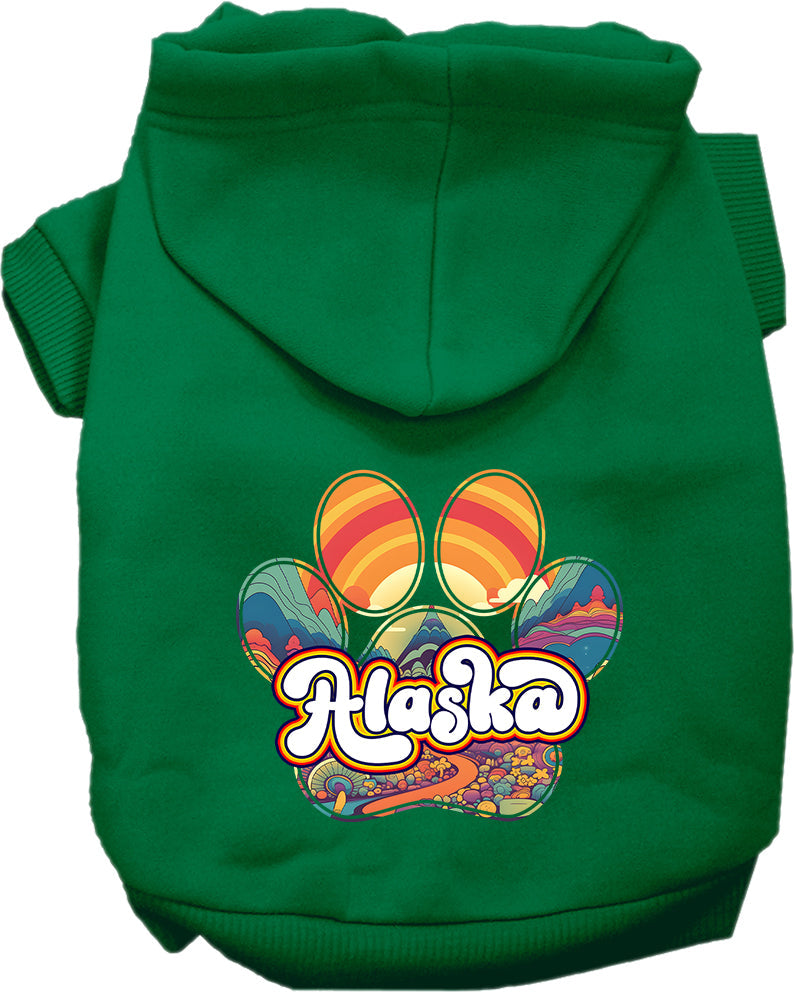 Pet Dog & Cat Screen Printed Hoodie for Small to Medium Pets (Sizes XS-XL), "Alaska Groovy Summit"