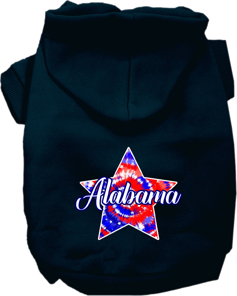 Pet Dog & Cat Screen Printed Hoodie for Medium to Large Pets (Sizes 2XL-6XL), "Alabama Patriotic Tie Dye"