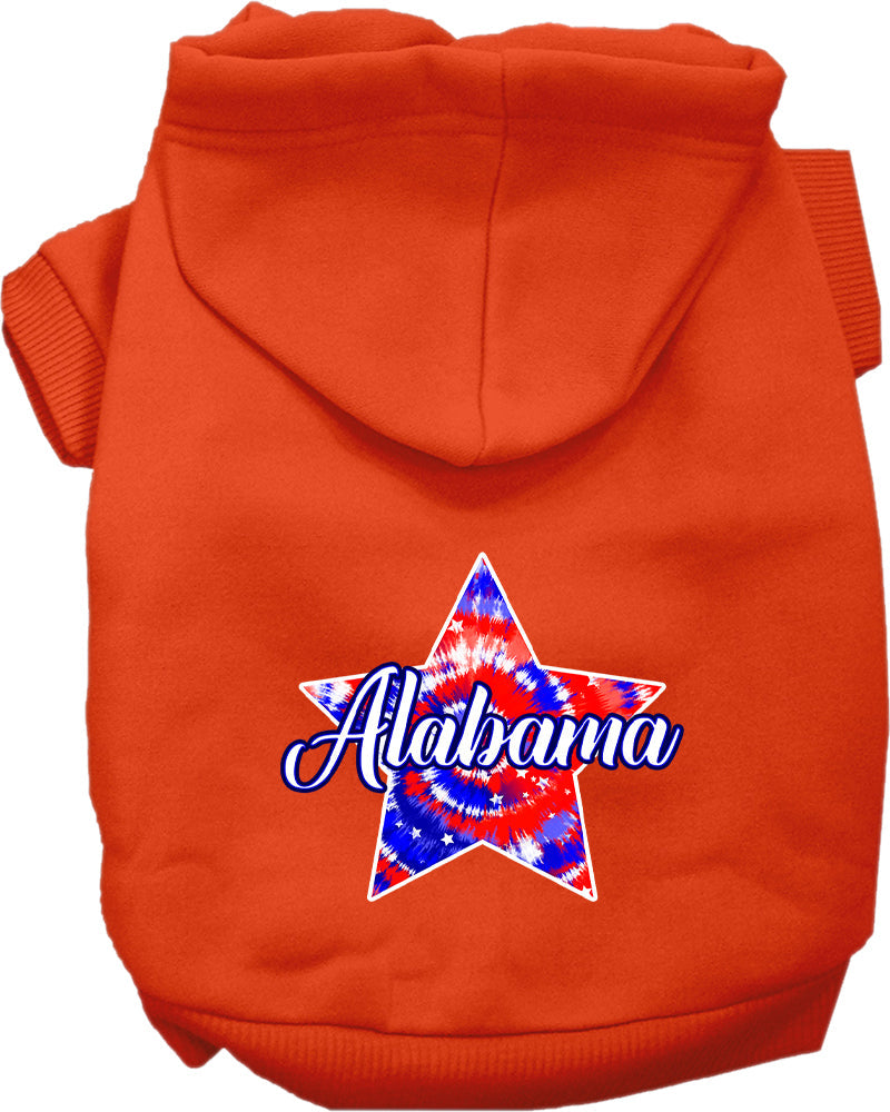 Pet Dog & Cat Screen Printed Hoodie for Medium to Large Pets (Sizes 2XL-6XL), "Alabama Patriotic Tie Dye"