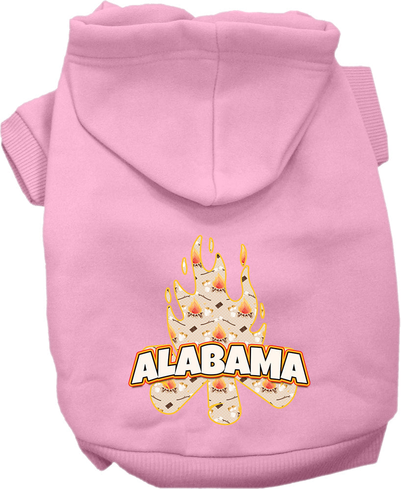 Pet Dog & Cat Screen Printed Hoodie for Small to Medium Pets (Sizes XS-XL), "Alabama Around The Campfire"