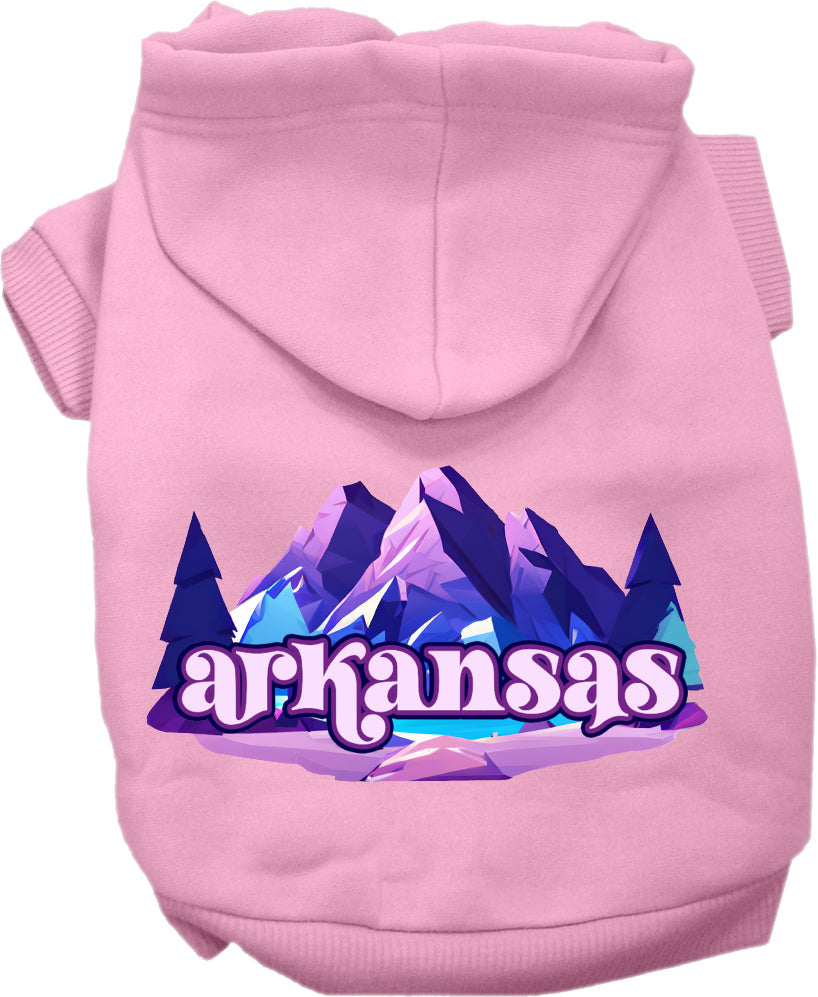 Pet Dog & Cat Screen Printed Hoodie for Small to Medium Pets (Sizes XS-XL), "Arkansas Alpine Pawscape"