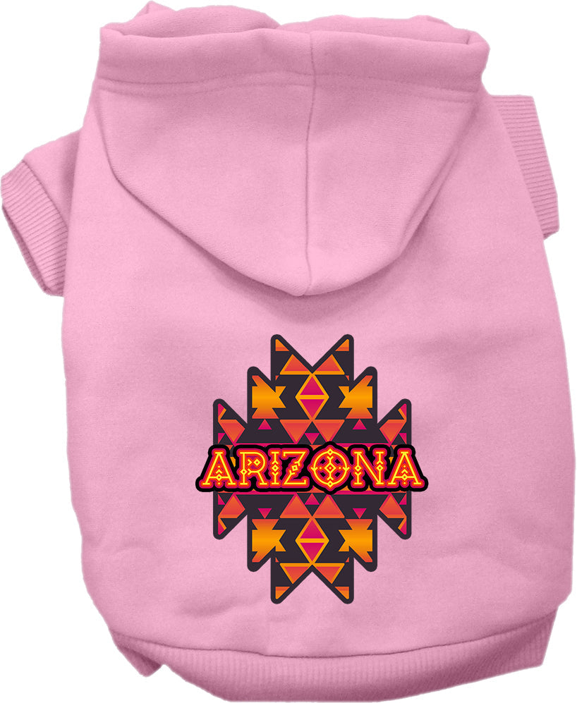 Pet Dog & Cat Screen Printed Hoodie for Small to Medium Pets (Sizes XS-XL), "Arizona Navajo Tribal"