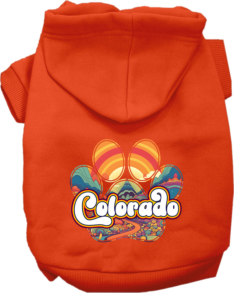 Pet Dog & Cat Screen Printed Hoodie for Medium to Large Pets (Sizes 2XL-6XL), "Colorado Groovy Summit"