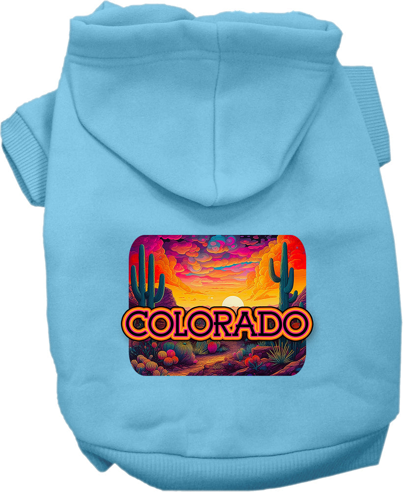Pet Dog & Cat Screen Printed Hoodie for Medium to Large Pets (Sizes 2XL-6XL), "Colorado Neon Desert"