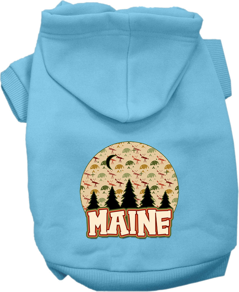Pet Dog & Cat Screen Printed Hoodie for Small to Medium Pets (Sizes XS-XL), "Maine Under The Stars"
