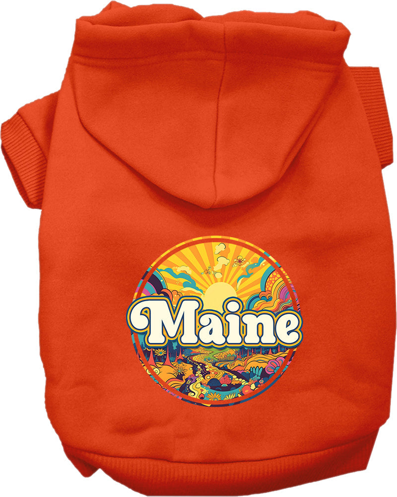 Pet Dog & Cat Screen Printed Hoodie for Small to Medium Pets (Sizes XS-XL), "Maine Trippy Peaks"