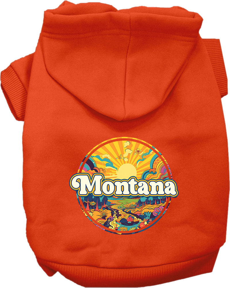 Pet Dog & Cat Screen Printed Hoodie for Small to Medium Pets (Sizes XS-XL), "Montana Trippy Peaks"