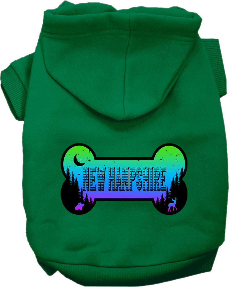 Pet Dog & Cat Screen Printed Hoodie for Small to Medium Pets (Sizes XS-XL), "New Hampshire Mountain Shades"
