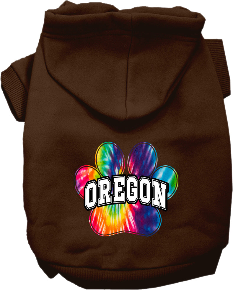 Pet Dog & Cat Screen Printed Hoodie for Small to Medium Pets (Sizes XS-XL), "Oregon Bright Tie Dye"