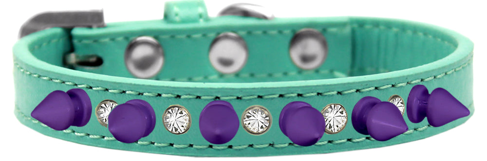 Pet and Dog Spike Collar, "Clear Crystals & Purple Spikes” - DOGGO'S KING