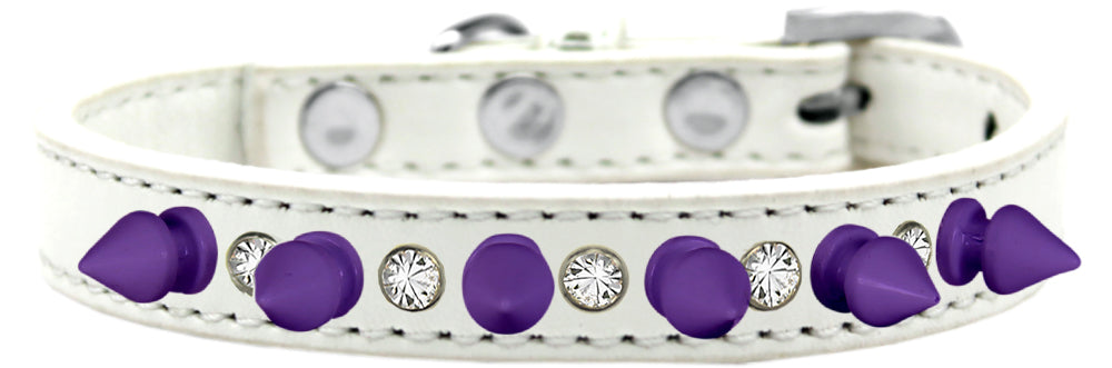 Pet and Dog Spike Collar, "Clear Crystals & Purple Spikes” - DOGGO'S KING