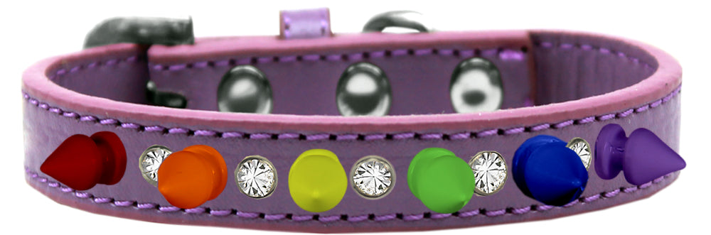 Pet and Dog Spike Collar, "Clear Crystals & Rainbow Spikes” - DOGGO'S KING