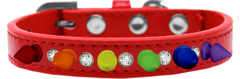 Pet and Dog Spike Collar, "Clear Crystals & Rainbow Spikes” - DOGGO'S KING