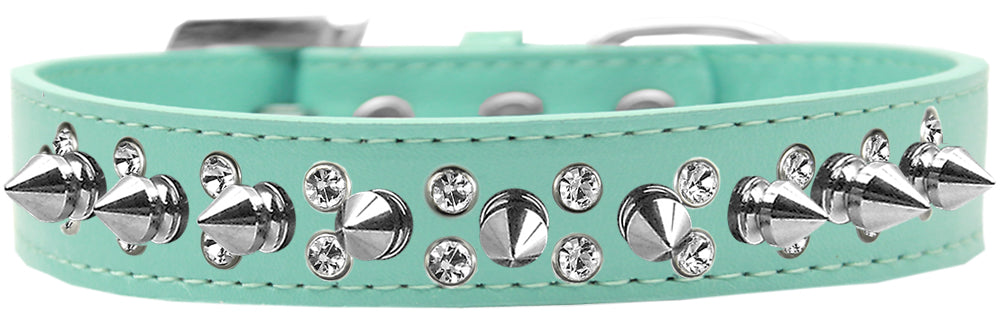 Pet and Dog Spike Collar, "Double Crystal & Silver Spikes" - DOGGO'S KING