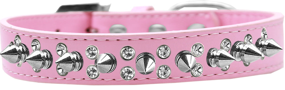 Pet and Dog Spike Collar, "Double Crystal & Silver Spikes" - DOGGO'S KING