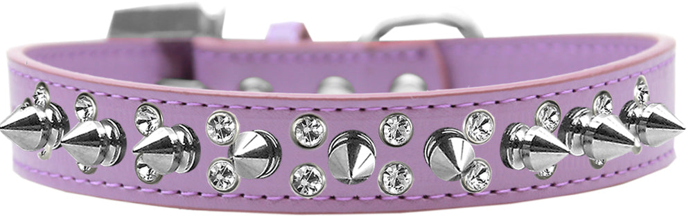 Pet and Dog Spike Collar, "Double Crystal & Silver Spikes" - DOGGO'S KING