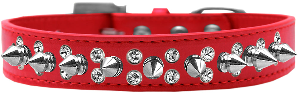 Pet and Dog Spike Collar, "Double Crystal & Silver Spikes" - DOGGO'S KING