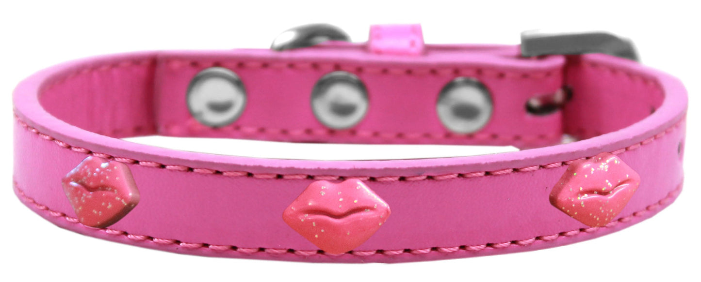 Dog, Puppy & Pet Widget Fashion Collar, "Pink Glitter Lips"