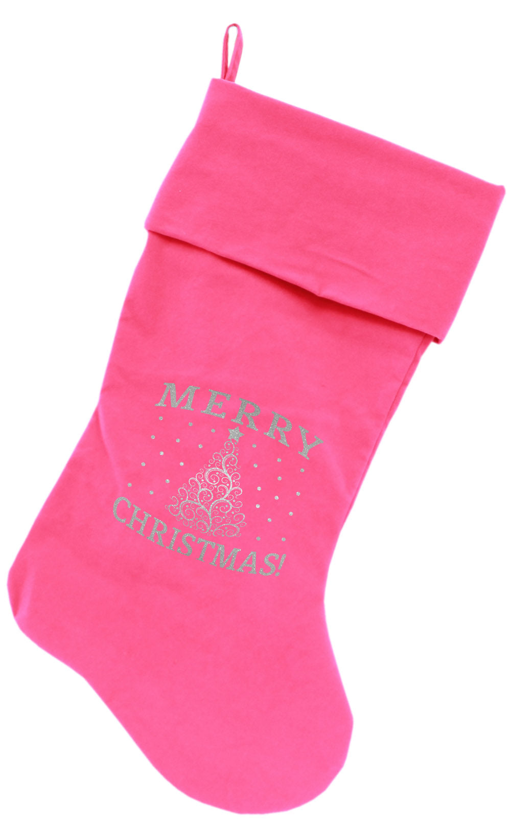 Velvet Christmas Stocking Screen Printed, "Shimmer Christmas Tree"