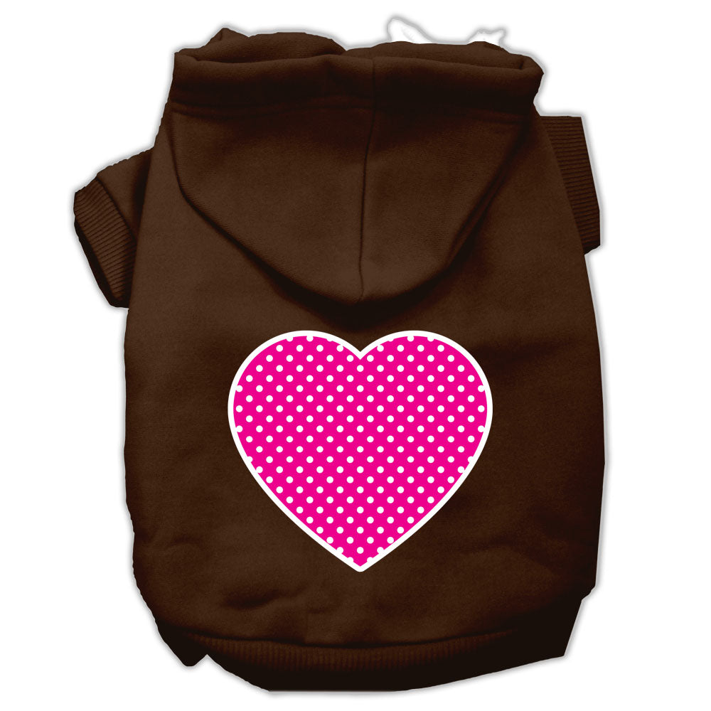 Pet Dog & Cat Hoodie Screen Printed, "Pink Swiss Dots Heart"