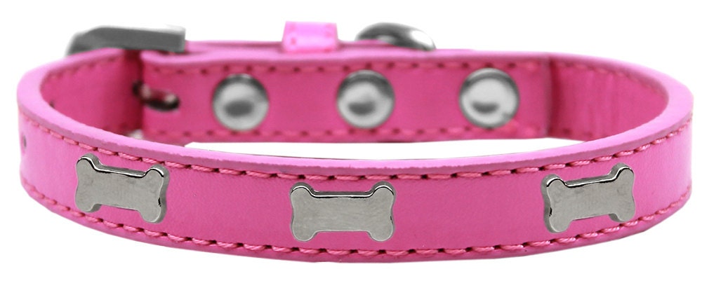 Dog, Puppy & Pet Widget Fashion Collar, "Silver Bone"