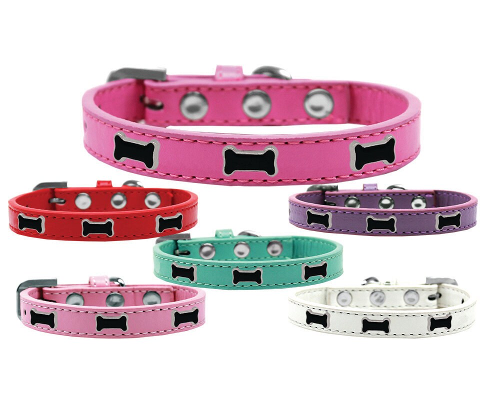 Dog, Puppy & Pet Widget Fashion Collar, "Black Bone"