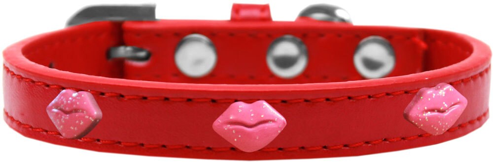 Dog, Puppy & Pet Widget Fashion Collar, "Pink Glitter Lips"