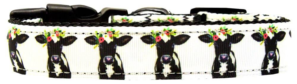 Pet Dog & Cat Nylon Collar or Leash, "Pretty Baby Cows" - DOGGO'S KING