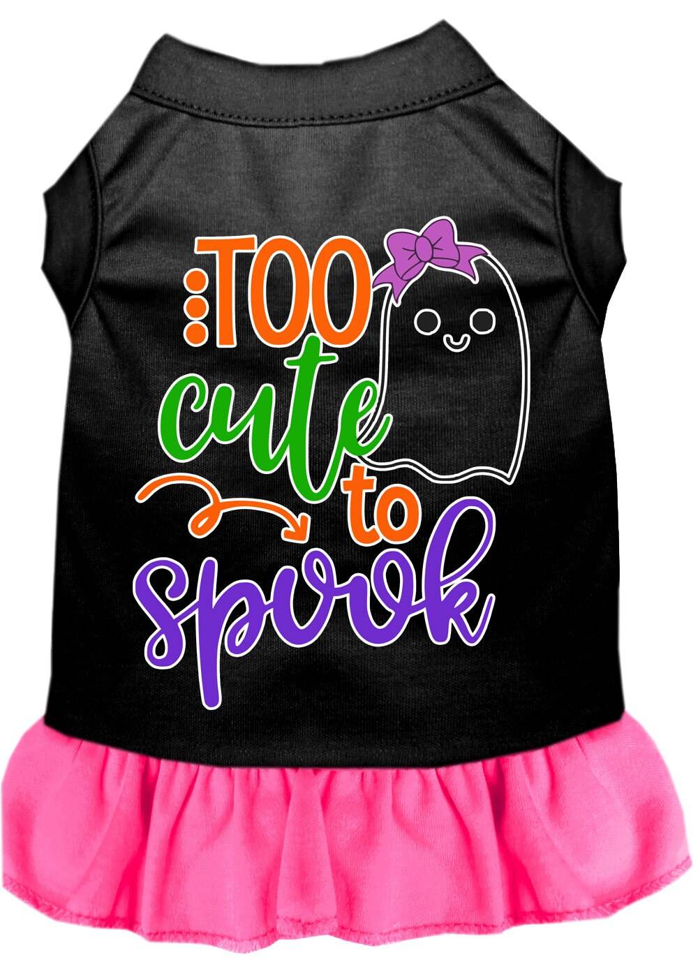 Pet Dog & Cat Dress Screen Printed, "Too Cute To Spook - Girly Ghost" - DOGGO'S KING