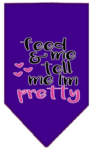 Pet and Dog Bandana Screen Printed, "Feed Me & Tell Me I'm Pretty"