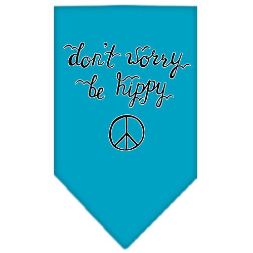 Pet and Dog Bandana Screen Printed, "Don't Worry, Be Hippy"