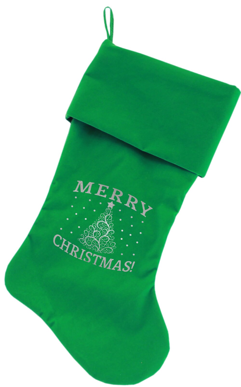 Velvet Christmas Stocking Screen Printed, "Shimmer Christmas Tree"