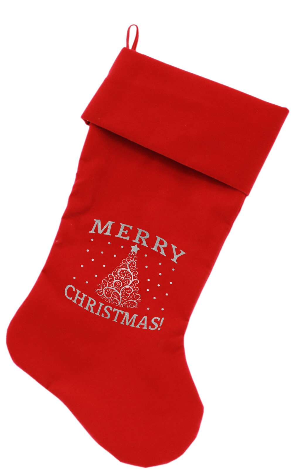 Velvet Christmas Stocking Screen Printed, "Shimmer Christmas Tree"