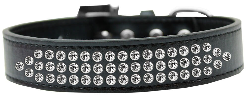 Dog, Puppy & Pet Fashion Collar, "Three Row Clear Crystal Rimsets"