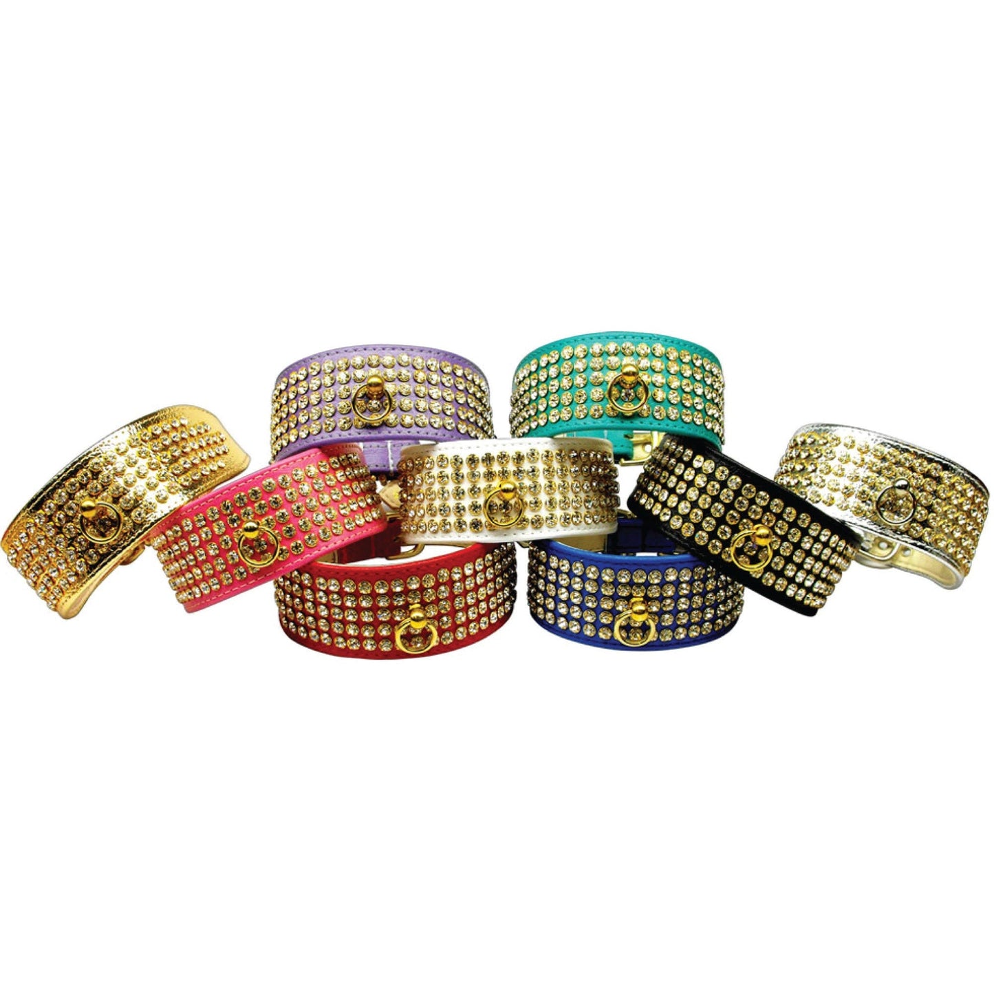 Dog, Puppy & Pet Collar, "Five Row Clear Crystal" - DOGGO'S KING
