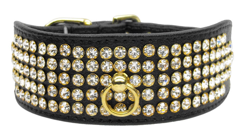 Dog, Puppy & Pet Collar, "Five Row Clear Crystal" - DOGGO'S KING