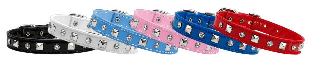 Dog, Puppy and Pet Collar, "Patent Crystal & Pyramid" - DOGGO'S KING