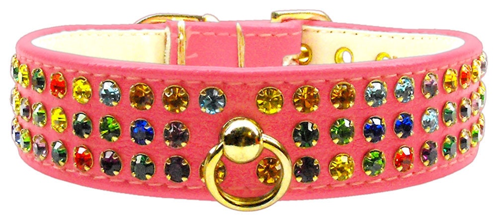 Dog, Puppy & Pet Collar, "Mardi Gras Three Row Confetti Jewel Set" - DOGGO'S KING