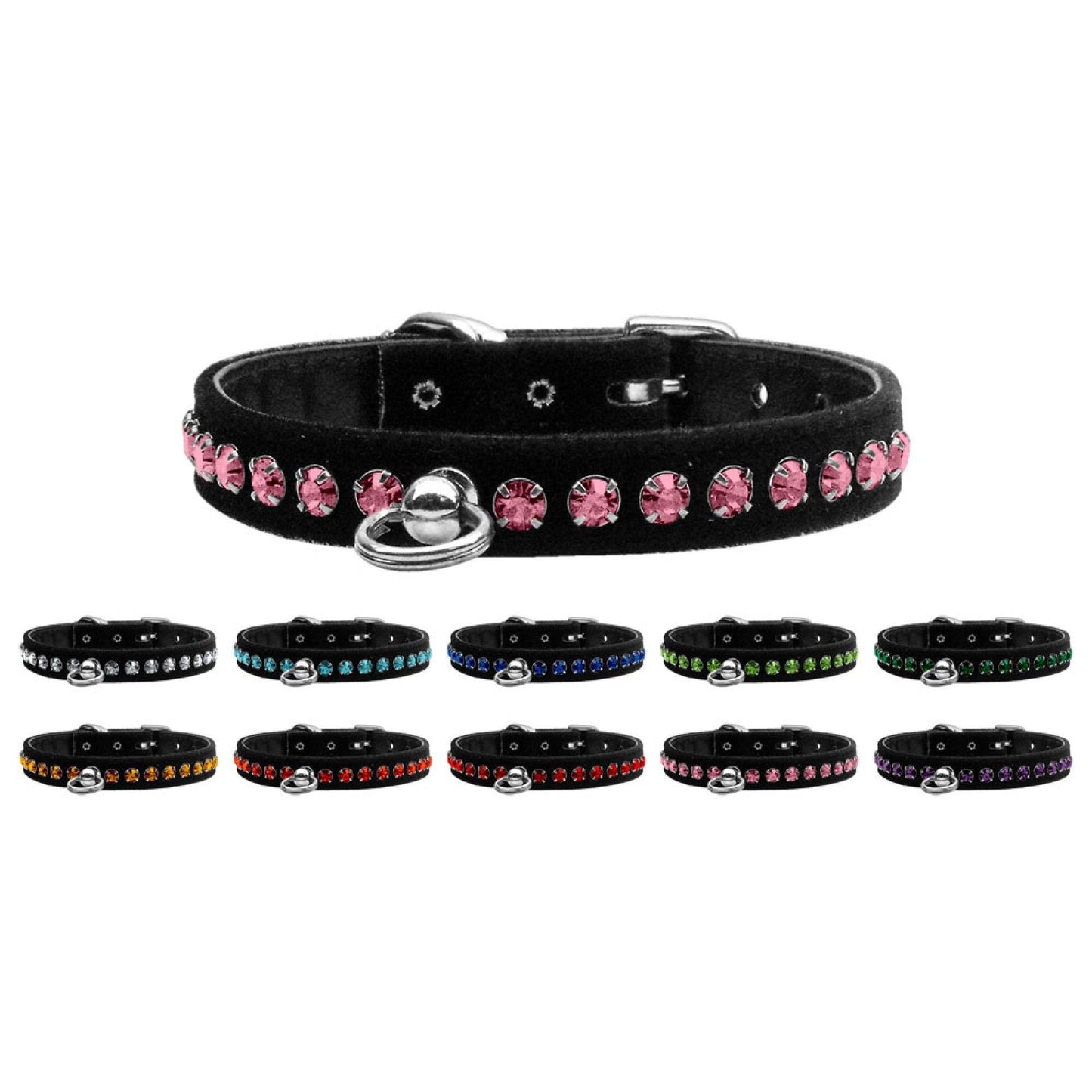 Dog, Puppy and Pet Collar, "Black Velvet Crystal Elite" - DOGGO'S KING