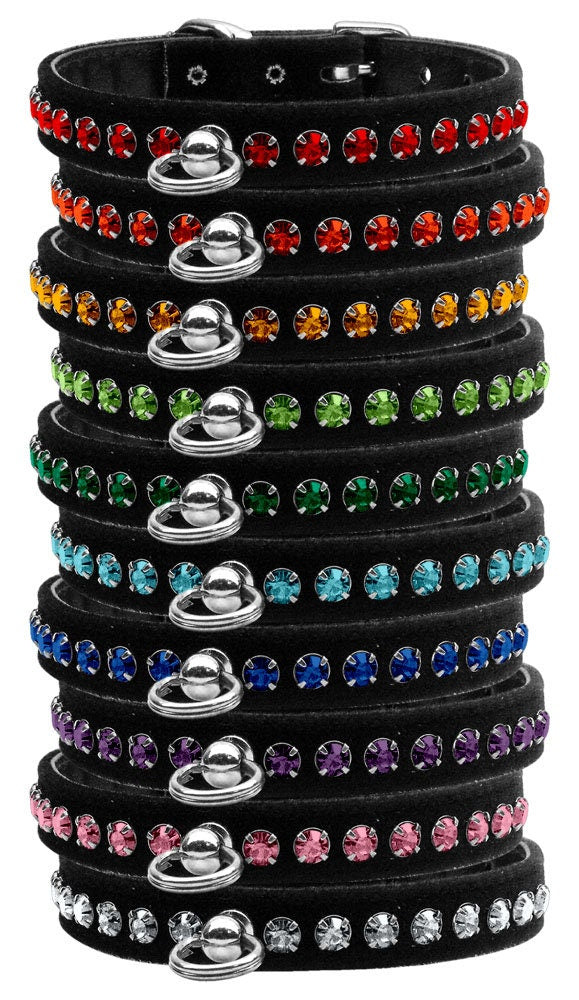 Dog, Puppy and Pet Collar, "Black Velvet Crystal Elite" - DOGGO'S KING