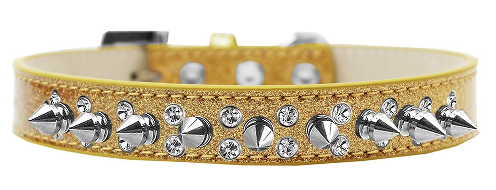 Dog, Puppy and Pet Ice Cream Collar, "Double Crystal & Clear Spikes" - DOGGO'S KING