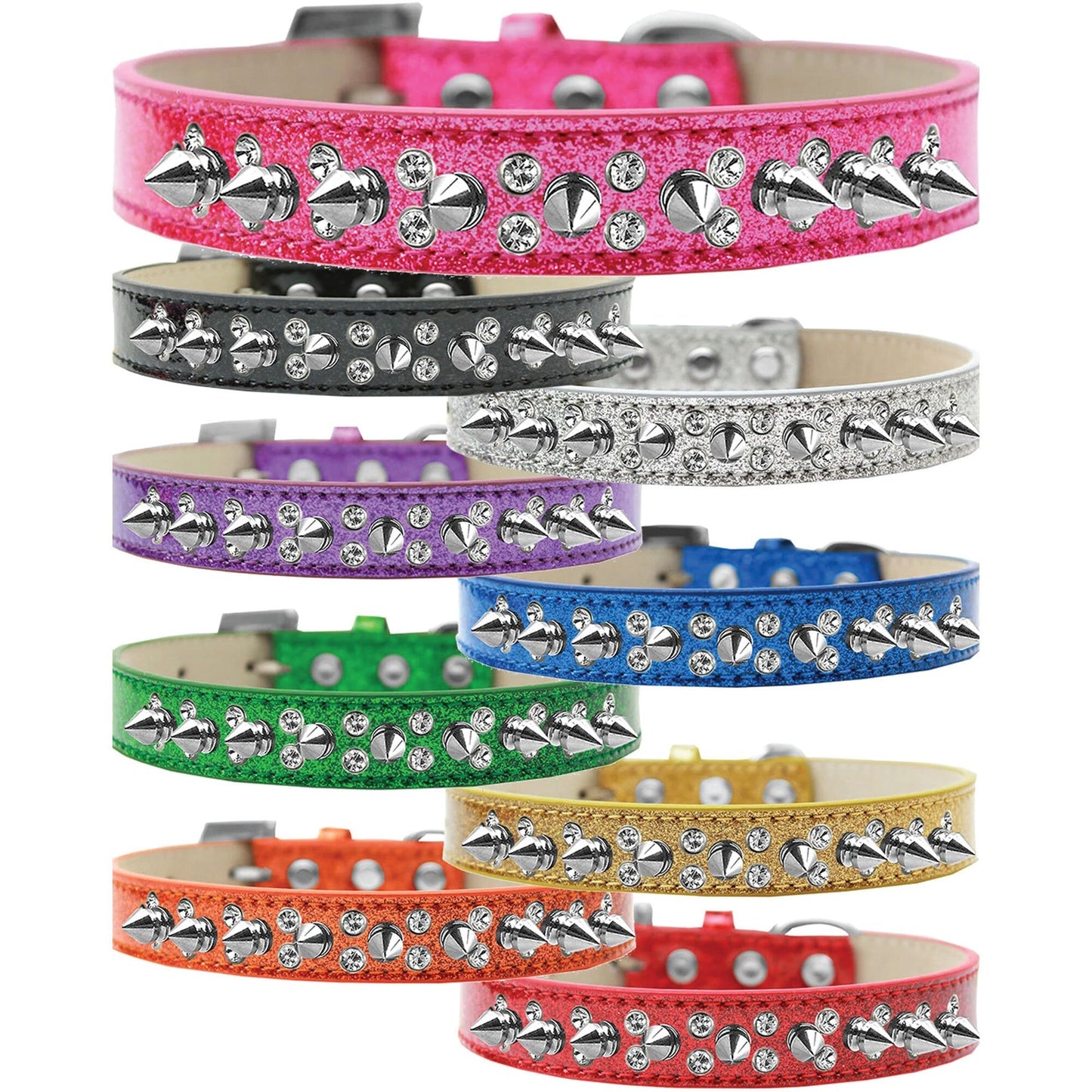 Dog, Puppy and Pet Ice Cream Collar, "Double Crystal & Clear Spikes" - DOGGO'S KING