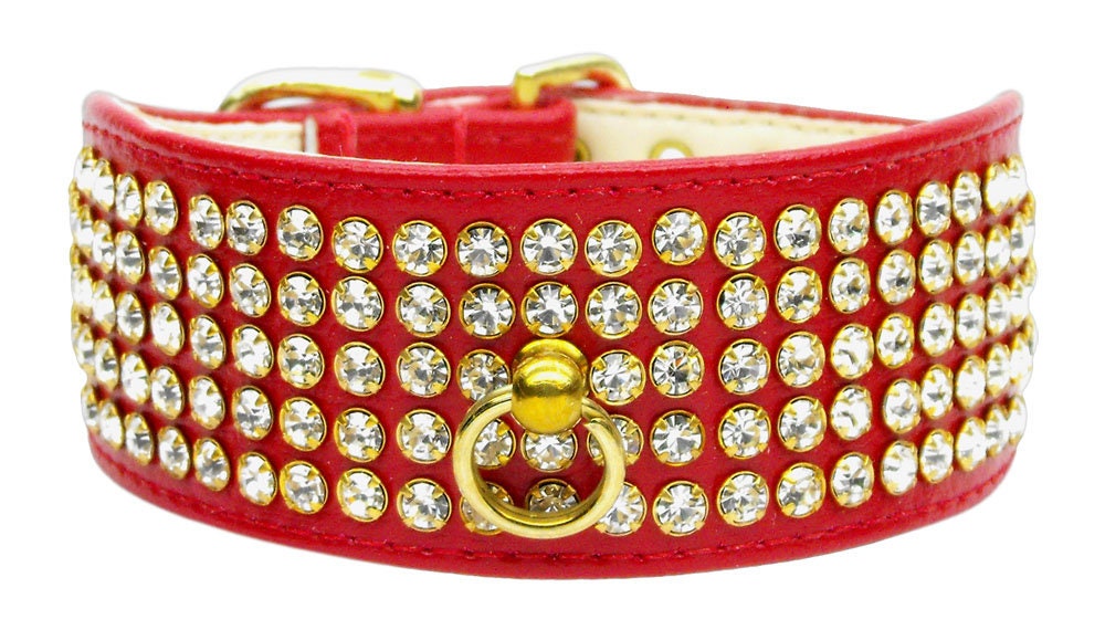 Dog, Puppy & Pet Collar, "Five Row Clear Crystal" - DOGGO'S KING