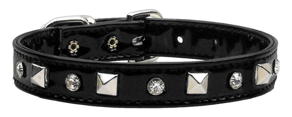 Dog, Puppy and Pet Collar, "Patent Crystal & Pyramid" - DOGGO'S KING